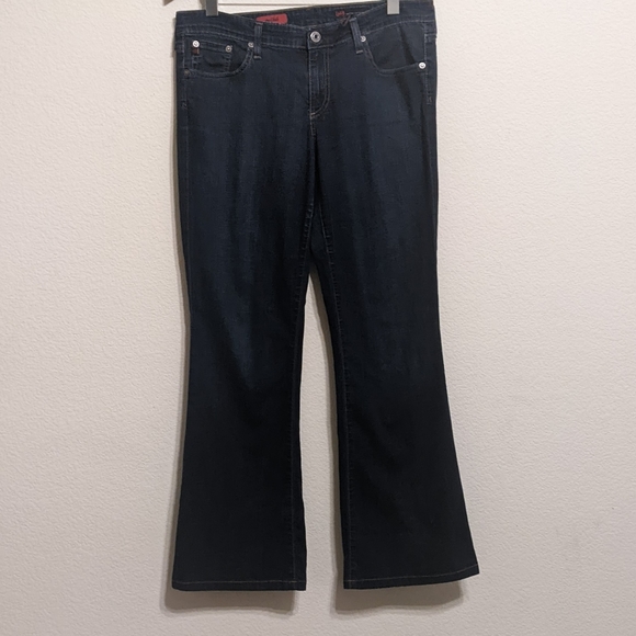 AG Adriano Goldschmied The Club Stretch Flare Jeans Womens 32R, dark wash EUC - Picture 1 of 6